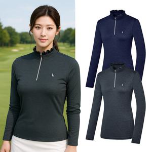 비티알 여성 러플에리 흡습속건 골프 긴팔 반집업 티셔츠 BSC043TT7W