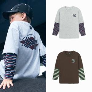 [MLB키즈DB] 스트릿 베이직 스트라이프 레이어드 티셔츠 2종택1 (7ATSB0254)