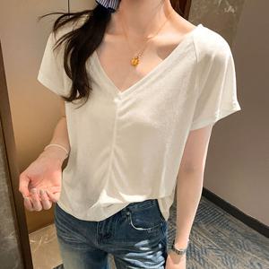 무드 베이직 브이넥 반팔티셔츠_BJ2ST050