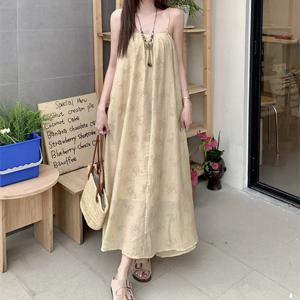 여성 끈나시 스트링 실키 롱원피스 TDN-0163