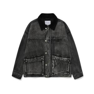 커버낫자켓 CQK CO2303JK05-BK 데님 워싱 필드 자켓 블랙