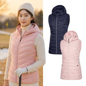 비티알 여성 겨울 웰론 후드탈부착 골프 경량 패딩 조끼 BSC752SV0W