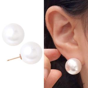 14K 골드필드 핀 16mm 빅 진주 귀걸이