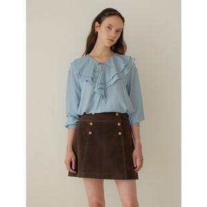 [올리브데올리브] OW5AB881 더블 러플 리본스트링 블라우스