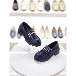 세레스 세이브존03 세레스 여성 볼드 금장 체인 청키 쿠션 통굽 로퍼 단화 4cm AGDPOLG10AG-0