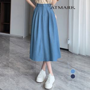 ATMARK 뒷밴딩핀턱데님A라인스커트_AA56SK006G
