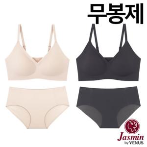 [자스민by비너스]소프트터치 프리컷 패드고정 누디 브라탑 팬티2종(JBA032)S-XL