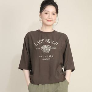 애비뉴투지 엄마옷 얇은 레터링 라운드 여성 여름 간절기 칠부 티셔츠 A09534