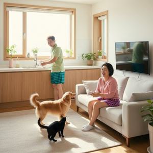 [보슈아]3107 남녀 하의5부 체크 파자마 바지 사계절 홈웨어 실내복 국내산