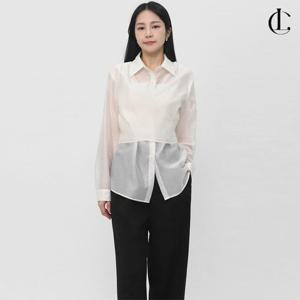 엘케이트 여성 블라우스 실키 리본 레이어드 카라 쉬폰 시스루 랩블라우스 LCC003