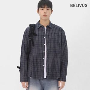 빌리버스 남성 긴팔 빈티지 셔츠 세미오버핏 가을 투톤 잔체크 트렌디 남방 BRAT101