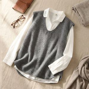 딥브이넥 루즈핏 니트 베스트_NC3LK005