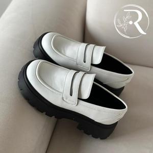 [디자이어로즈] 키높이 통굽 소가죽로퍼 6cm 가죽단화