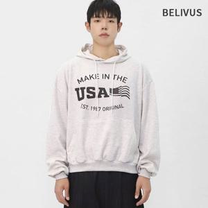 빌리버스 남성 가을 데일리 구김방지 오버숄더 세미크롭 링클프리 면 후드티 BCR025