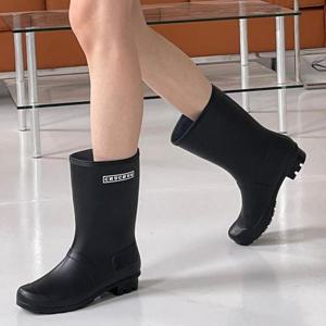 [디자이어로즈] 여자 블랙 레인부츠 방수 미들장화