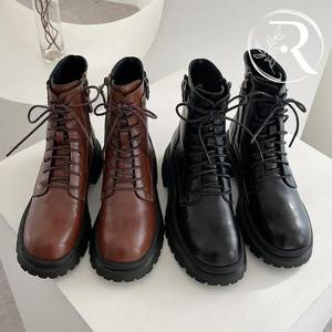 [디자이어로즈] 가을 소가죽 키높이 통굽워커 5.5cm