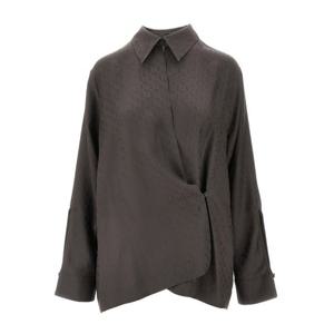 펜디 어시메트릭 헴 포인트 칼라 자카드 셔츠 FS8287 AUQG F1T6