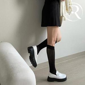 [디자이어로즈] 가을로퍼 키높이 6cm 소가죽 통굽구두