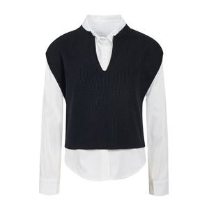 [제이제이 지고트]골지 니트 레이어드 세미크롭 셔츠 GRAN0BL111