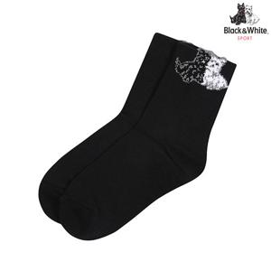 [블랙앤화이트]여성 피콧 테리어 중목 양말 8105LXSC_BLACK