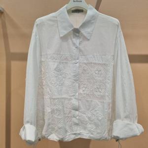 Destijl HC34 앞판펀칭레이스 밑단스트링 짧은 남방셔츠 블라우스 D2533bl10