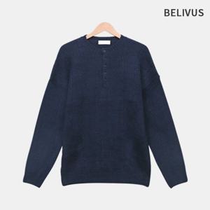 빌리버스 남성 니트긴팔티 꽈배기니트 루즈핏 헨리넥 데일리 티셔츠 BNBR003