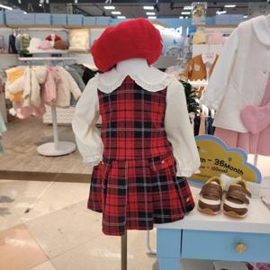 해피랜드 HC09 유아 헤더 체크 주름 원피스 HZ725101