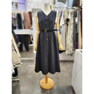 밸리걸 세이브존01 체크 벨티드 버튼업 민소매 롱원피스 128700