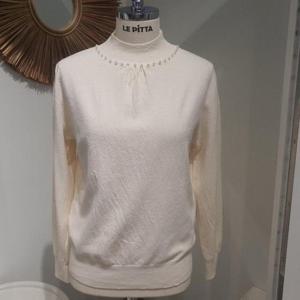 르피타 HC06 얇은 넥진주 반목 포인트 니트(아이보리) L254BSWA11