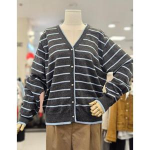 오조크 세이브존01 배색 단가라 브이 긴팔가디건 HLTFCGK536