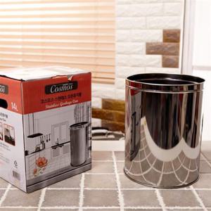 코스모스 스테인리스 오픈쓰레기통 오픈휴지통 (14L) 휴지통 쓰레기통 스텐휴지통 스텐쓰레기통