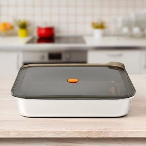 [더블유쇼핑][온프레시] 락킹 정사각 스텐 밀폐용기 2.5L 반찬통