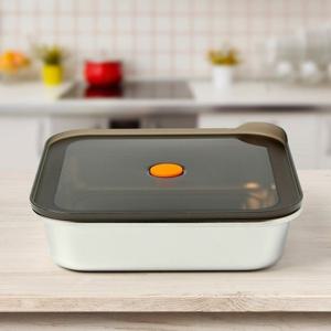 [더블유쇼핑][온프레시] 락킹 정사각 스텐 밀폐용기 1.2L 반찬통