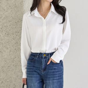 [모리스커밍홈] 히든 기본 카라 블라우스_M2510BL617C