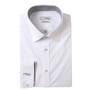 [듀퐁셔츠] 25 F W (SE5FM22LS927SWH)화이트 기본무지 카라배색 스판 긴소매 슬림핏 셔츠