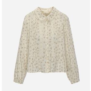 [써스데이아일랜드](T256MBL163W)플라워패턴 페플럼 블라우스