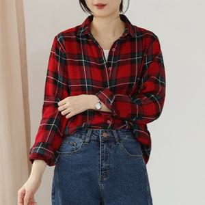 [웬디즈갤러리]저지 이중지 체크 셔츠 /여유핏 데일리 SSH107