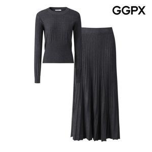 GGPX  라운드넥 니트 앤 플리츠 스커트 셋업 GPAST003F