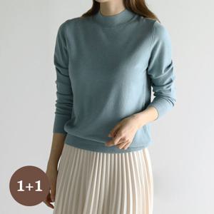 [바네사빈] [1and1] 13컬러)원단이 좋은 반폴라 니트 v01338