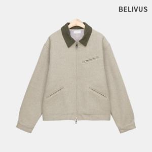 빌리버스 남자 데일리 울 블랜드 배색 카라 코듀로이 집업 워크 자켓 BROV003