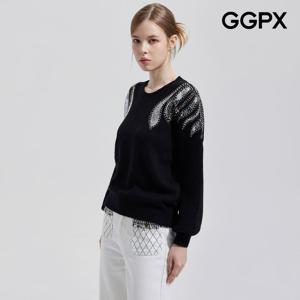 GGPX  숄더 스팽글 포인트 퍼프 니트 GPAKP019F