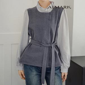 ATMARK (77까지)레이어플리츠넥블라우스+스트랩SET_AA56BL016G