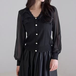 [모리스커밍홈] 레이스 시스루 블라우스_M2511BL621C