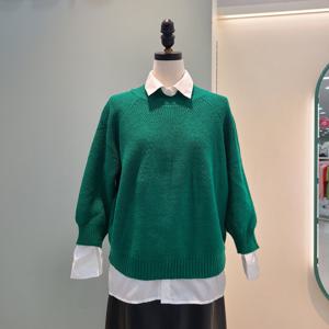 [수스]셔츠 하이넥니트 셋트 S254NSWB56 /그레이,그린