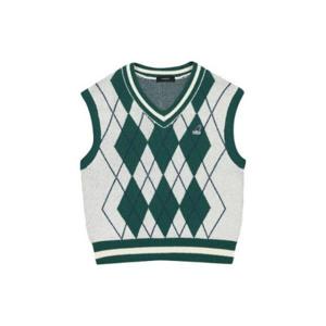 캉골조끼 CQK KPFW-KN18770GN 우먼스 아가일 니트 베스트 1877 그린