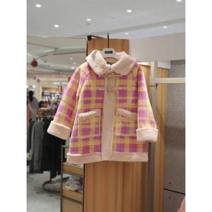 베네통키즈6 플리스 체크 무스탕 QACT04561 25W