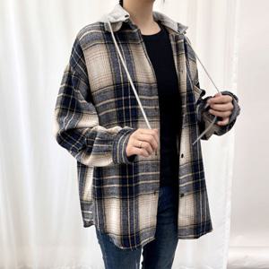 라떼 후드 체크셔츠_FG3LS005