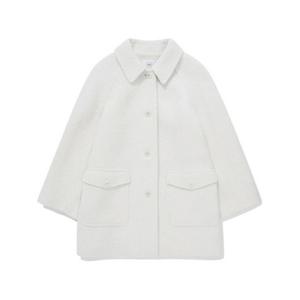 커버낫자켓 CQK CO2404CT72-IV 우먼 부클 하프 코트 Ivory