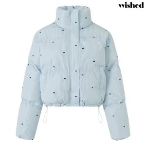[위시드]리본 패턴 스트링 하이넥 패딩 점퍼 (WICDJP002)