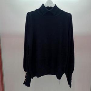 Latium HC06 부드러운 스판 귀여운 카라반목 깔끔한 무지 퍼프 니트티 T2543sw08B